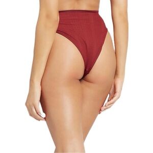 NWOT L*Space Pointelle Rib Burgundy Frenchi‎ Bikini Bottom - NEW